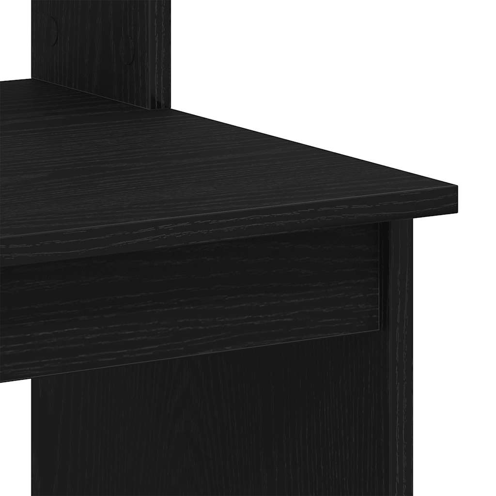 Skrivebord med hyller svart eik 102x45x148 cm konstruert tre