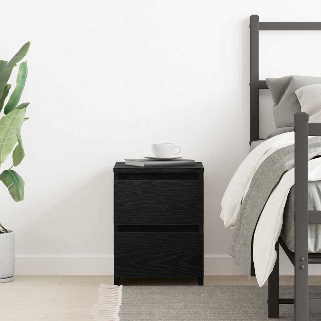 Nattbordskap med skuff Svart eik 30 x 30 x 40 cm Konstruert tre