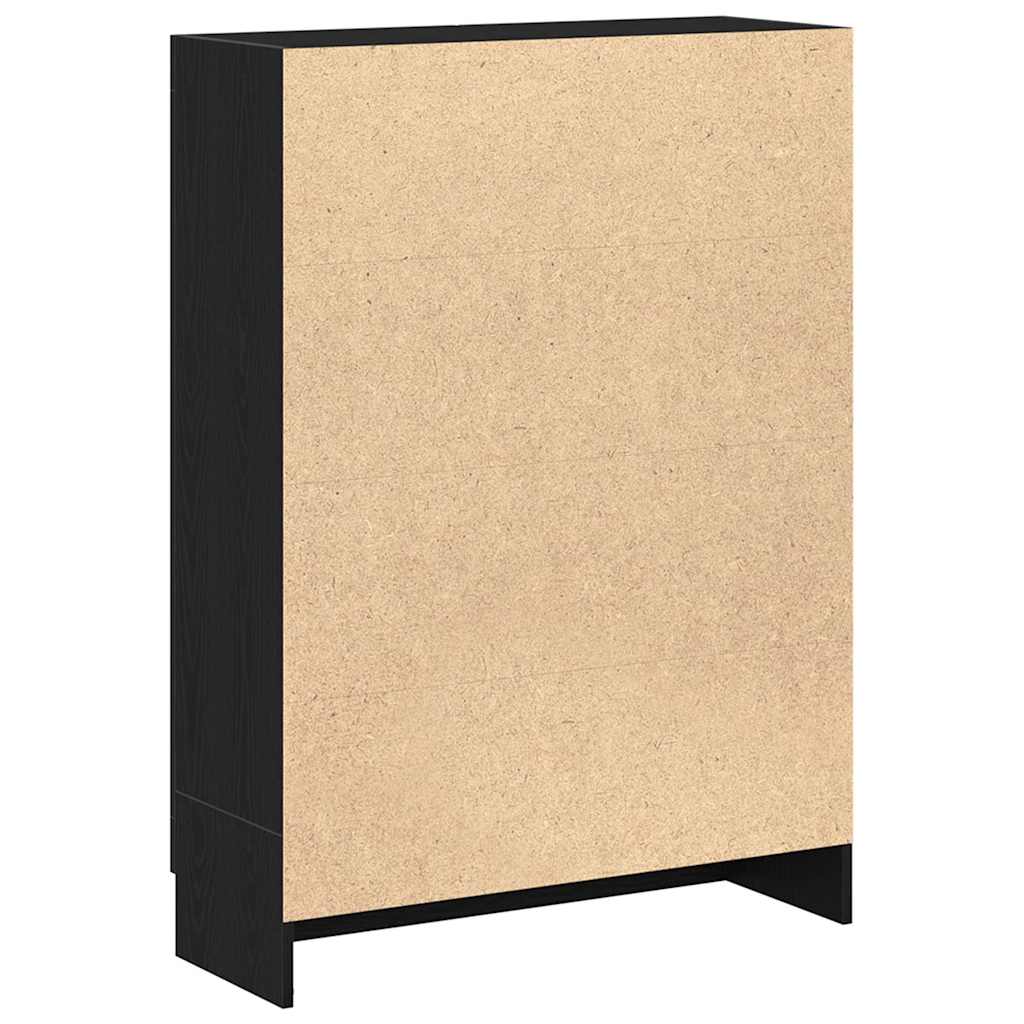 Bokhylle svart eik 82,5x30,5x115 cm konstruert tre