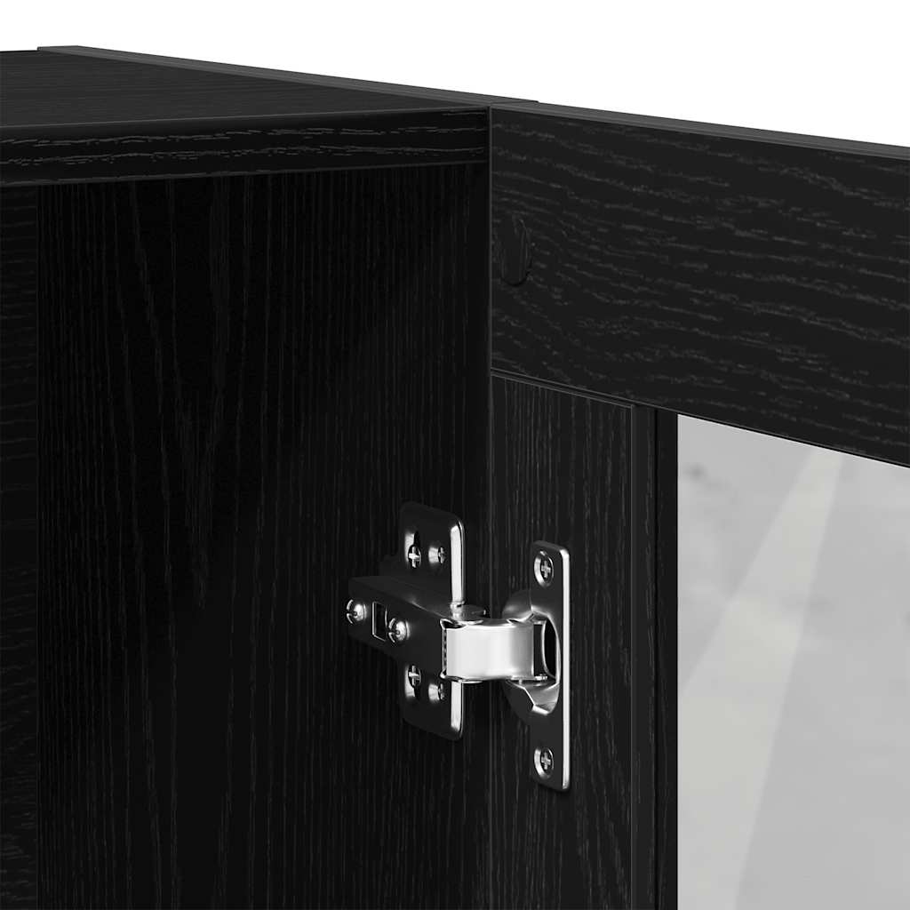 Bokhylle svart eik 82,5x30,5x115 cm konstruert tre