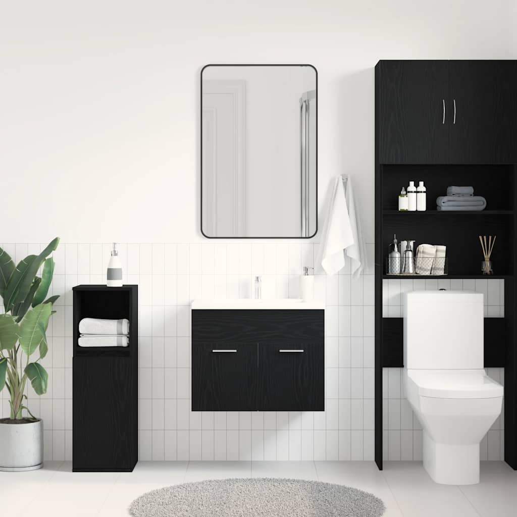 Baderomsvaskskap svart eik 60x38,5x46 cm konstruert tre