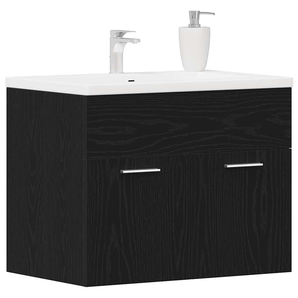 Baderomsvaskskap svart eik 60x38,5x46 cm konstruert tre