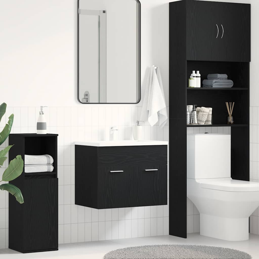 Baderomsvaskskap svart eik 60x38,5x46 cm konstruert tre