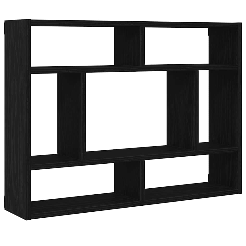 Vegghylle svart eik 75x16x55 cm konstruert tre