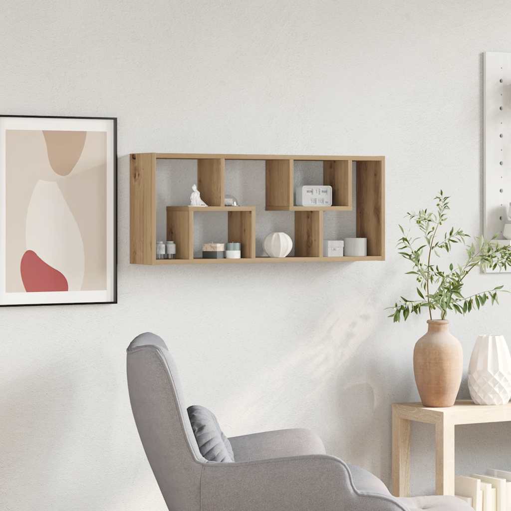 Vegghylle håndverkseik 36x16x90 cm konstruert tre