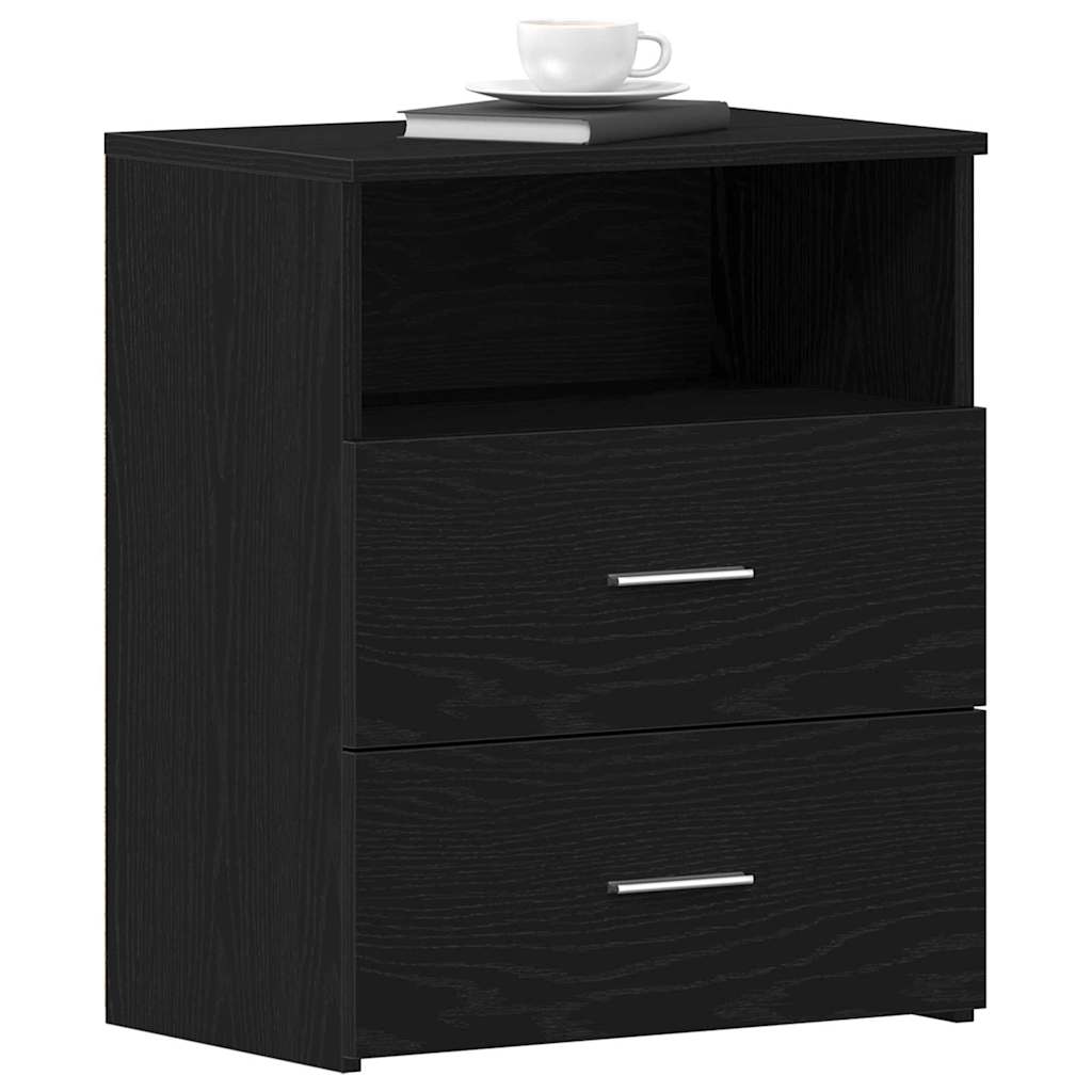 Nattbord 2 pcs Svart Eik 50 x 32 x 60cm Konstruert tre