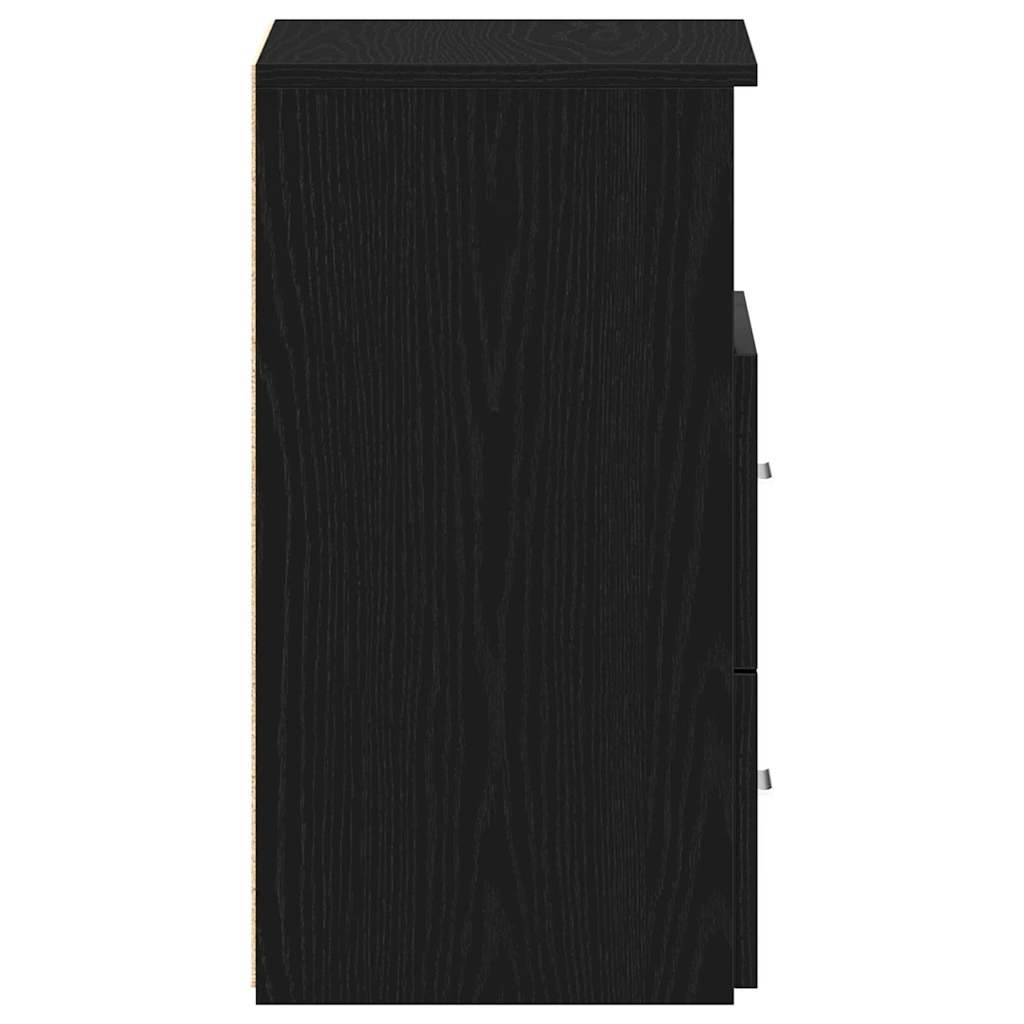 Nattbord 2 pcs Svart Eik 50 x 32 x 60cm Konstruert tre