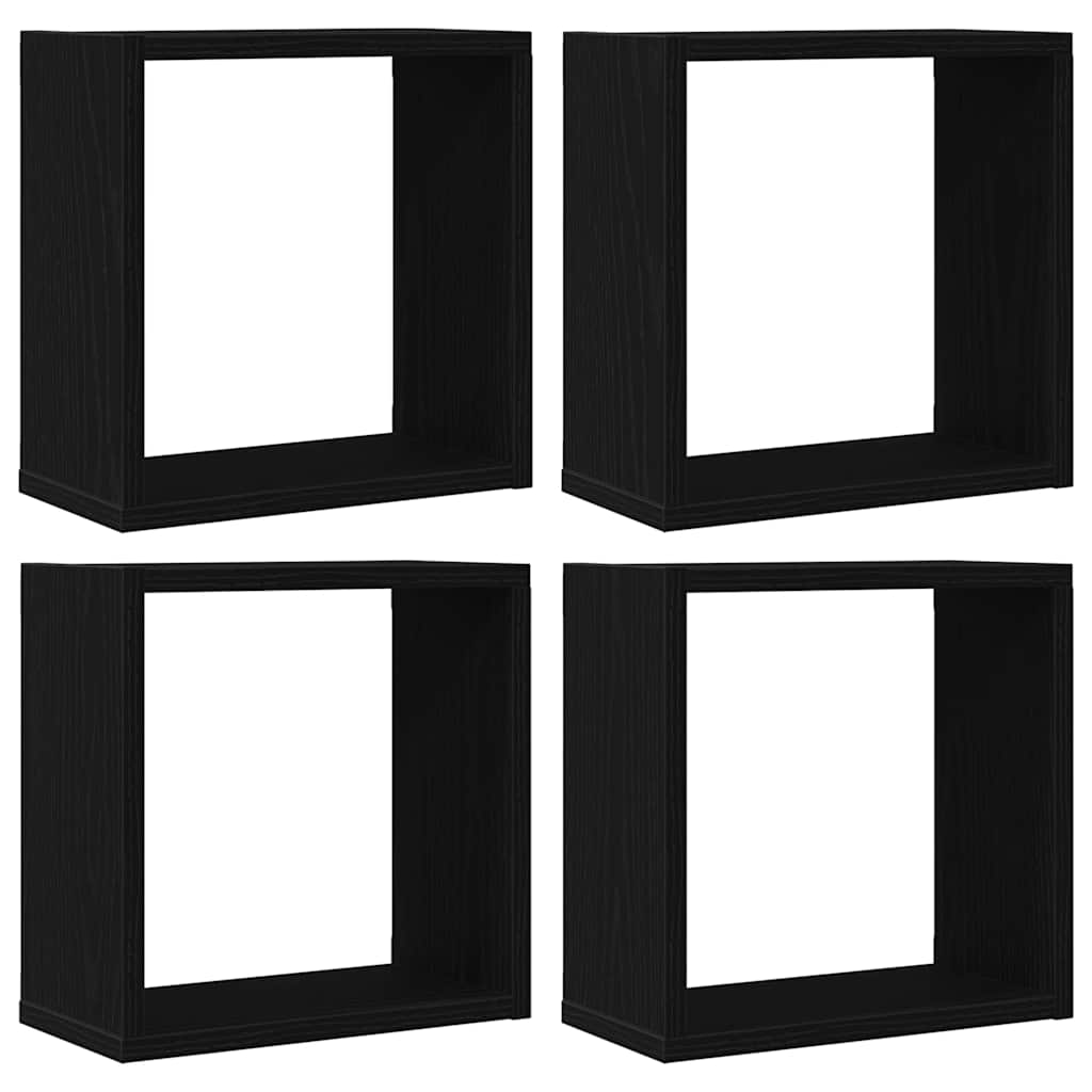 Vegghyller kube 4 stk svart eik 30x15x30 cm konstruert tre