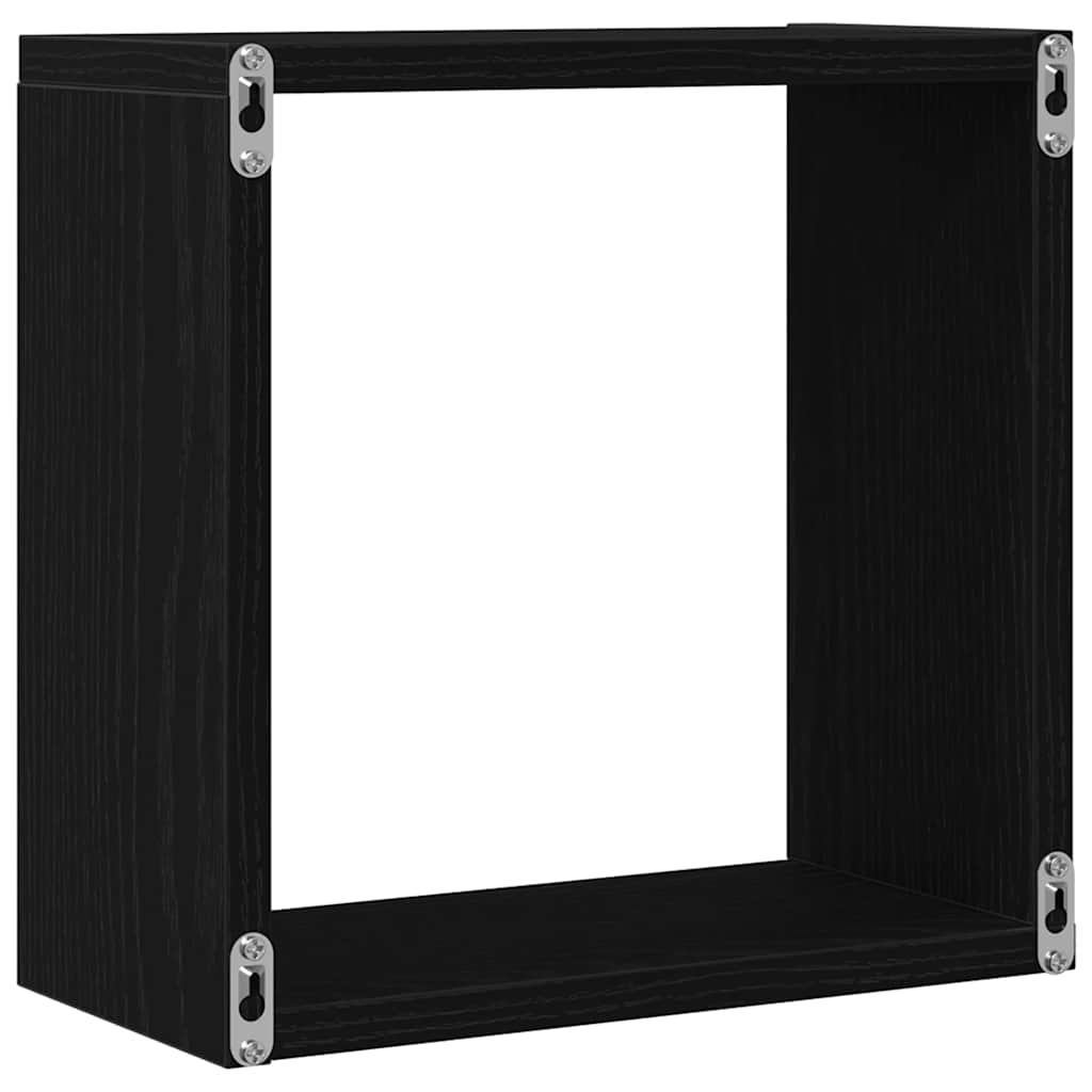 Vegghyller kube 6 stk svart eik 30x15x30 cm konstruert tre