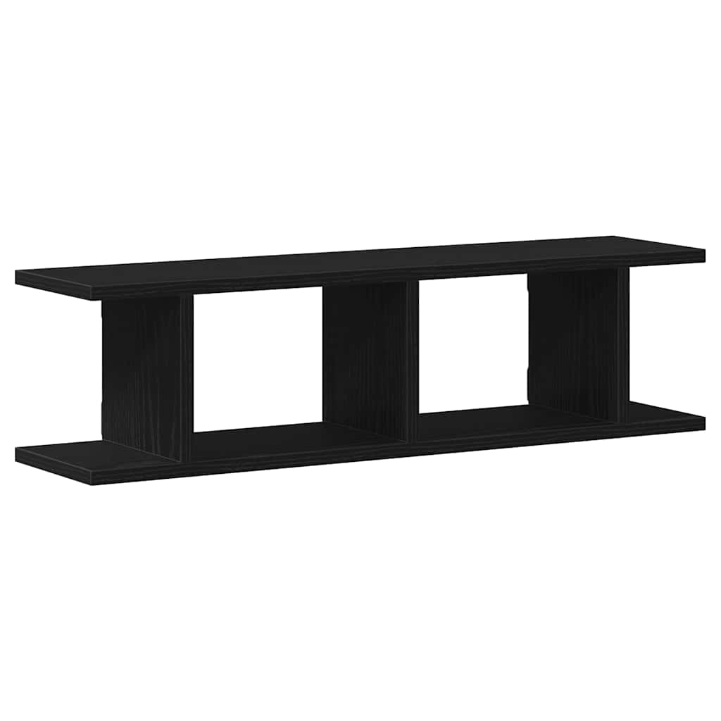 Vegghyller 2 stk svart eik 75x18x20 cm konstruert tre
