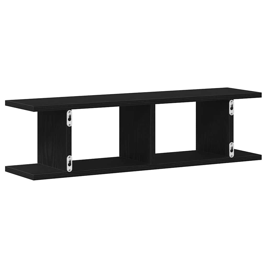 Vegghyller 2 stk svart eik 75x18x20 cm konstruert tre