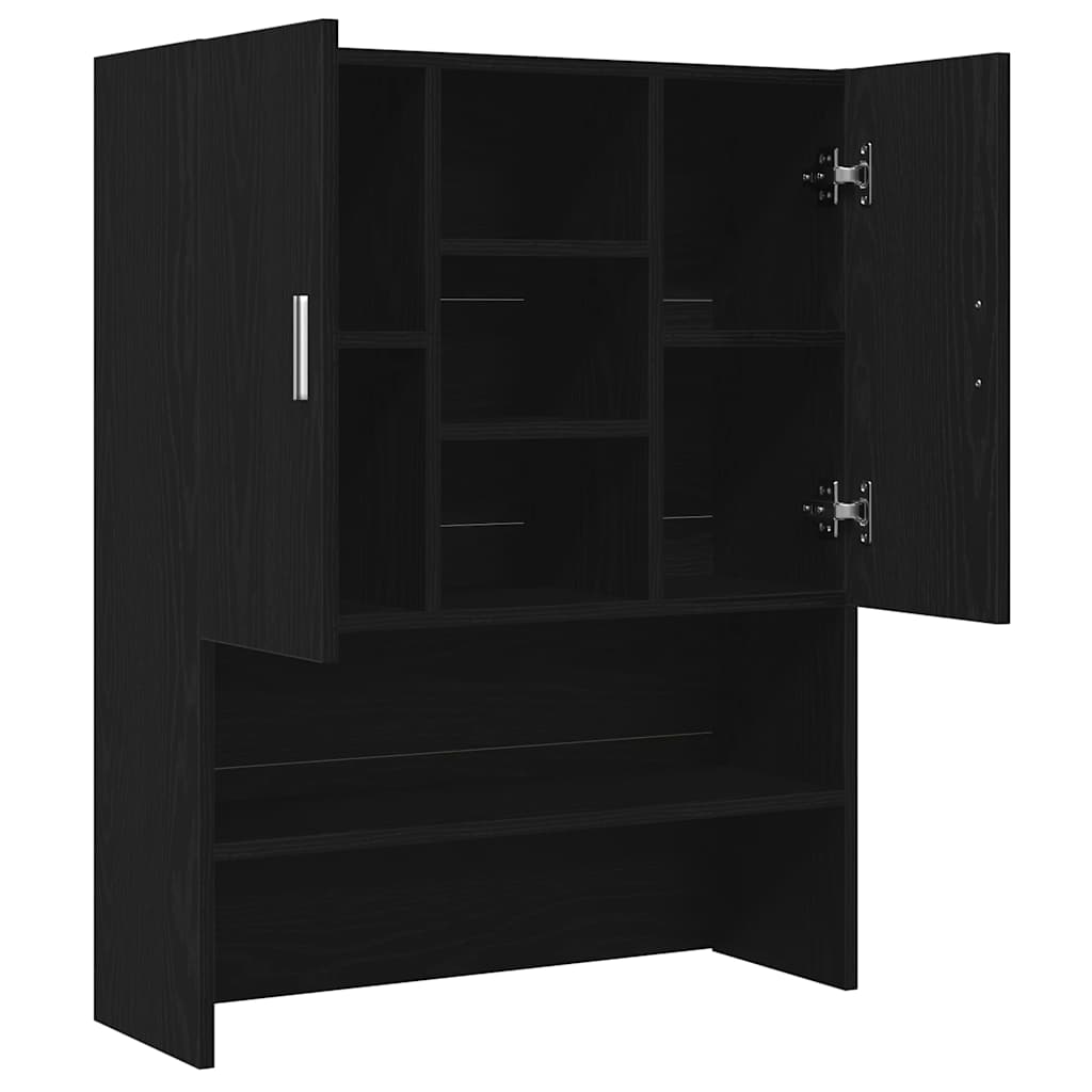 Vaskemaskinskap svart eik 70,5x25,5x90 cm