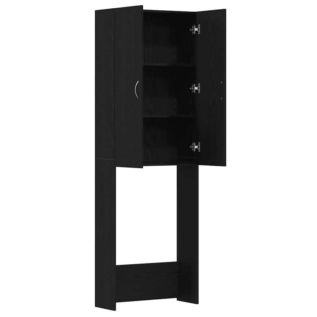 Vaskemaskinskap svart eik 64x25,5x190 cm