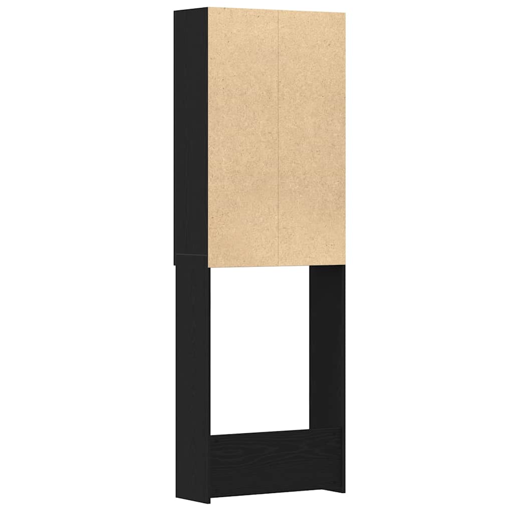 Vaskemaskinskap svart eik 64x25,5x190 cm