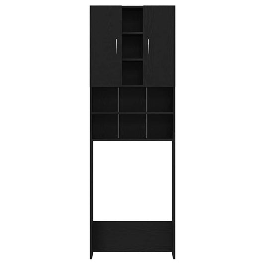 Vaskemaskinskap svart eik 64x25,5x190 cm