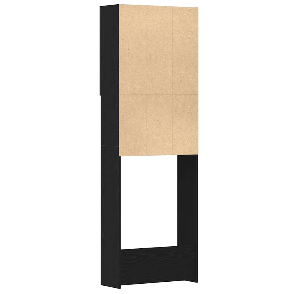 Vaskemaskinskap svart eik 64x25,5x190 cm