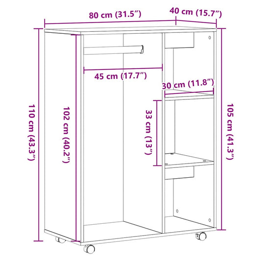 Garderobe svart eik 80x40x110 cm konstruert tre