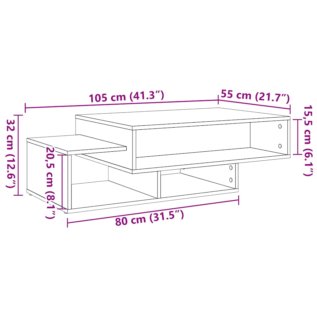 Salongbord svart eik 105x55x32 cm konstruert tre