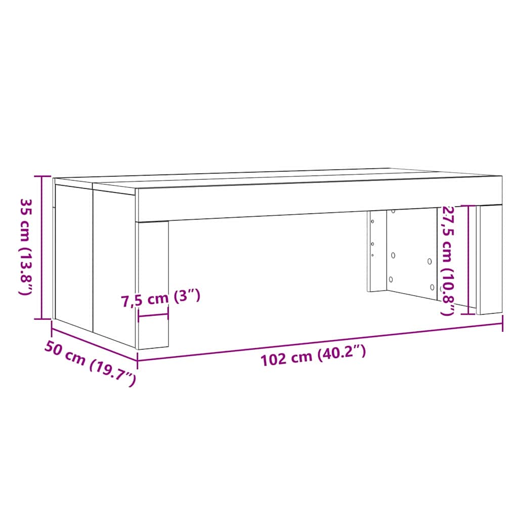 Kaffebord Svart Eik 102 x 50 x 35 cm Konstruert tre