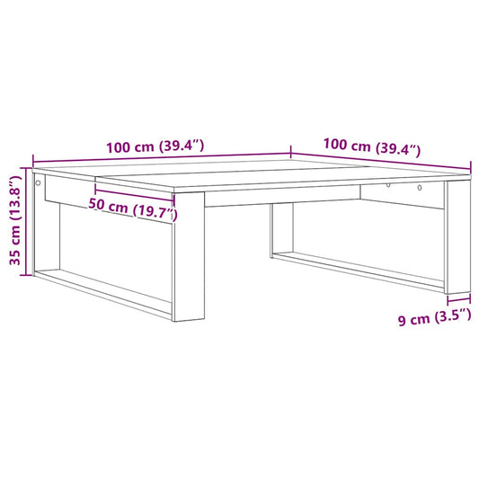 Kaffebord Svart Eik 100 x 100 x 35 cm Konstruert tre