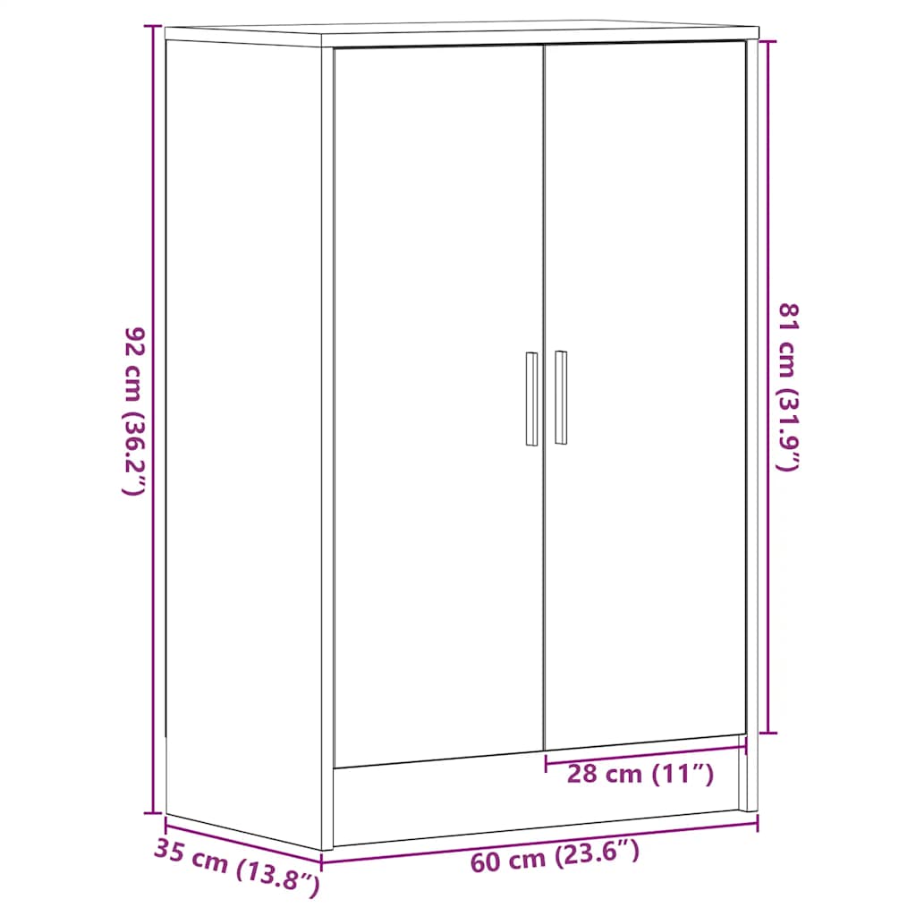 Skoskap svart eik 60x35x92 cm konstruert tre