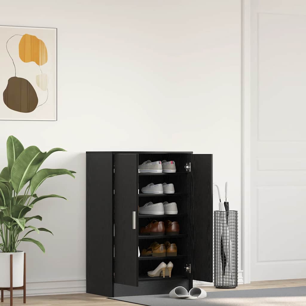 Skoskap svart eik 60x35x92 cm konstruert tre