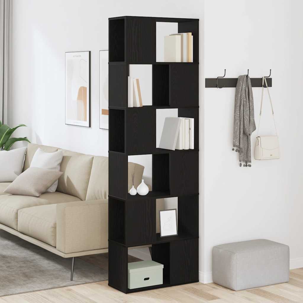 Bokhylle/romdeler svart eik 60x24x186 cm