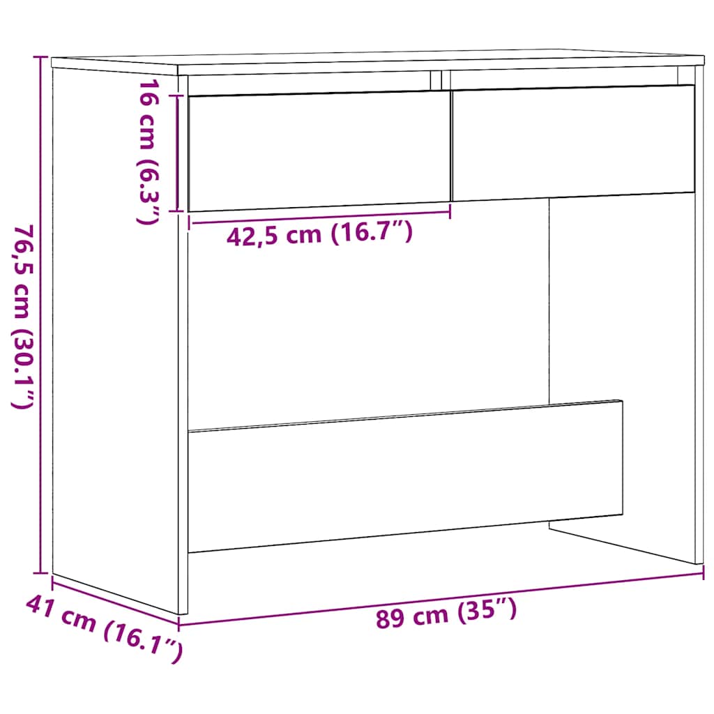 Konsollbord svart eik 89x41x76,5 cm konstruert tre