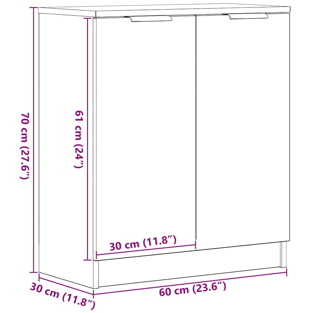 Serviesskap Svart Eik 60 x 30 x 70 cm Konstruert tre vidaXL