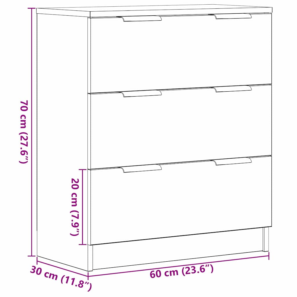 Serviesskap med skuff Svart Eik 60 x 30 x 70 cm Konstruert tre