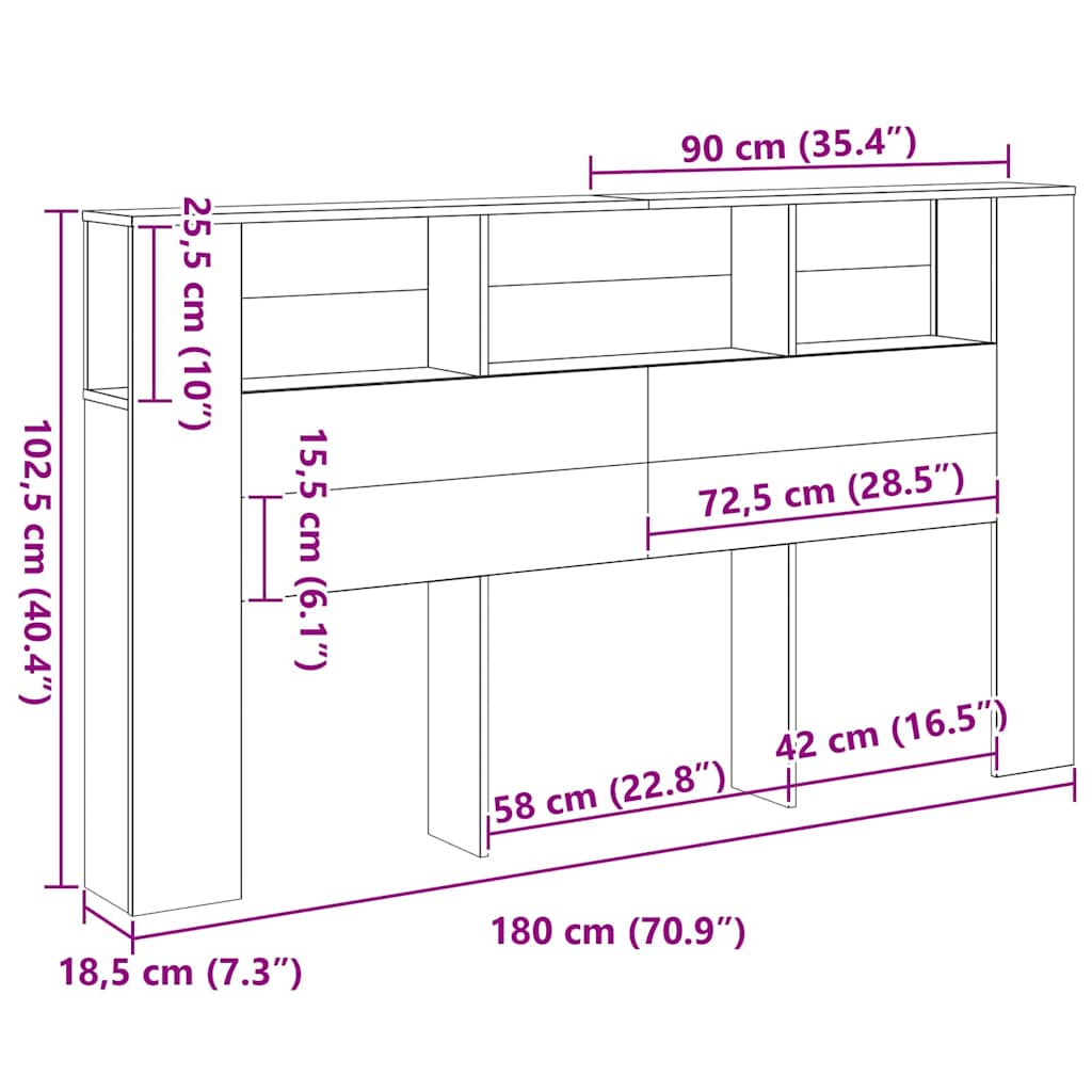 Hodegavlskap Svart Eik 180 x 18,5 x 102,5 cm Konstruert tre
