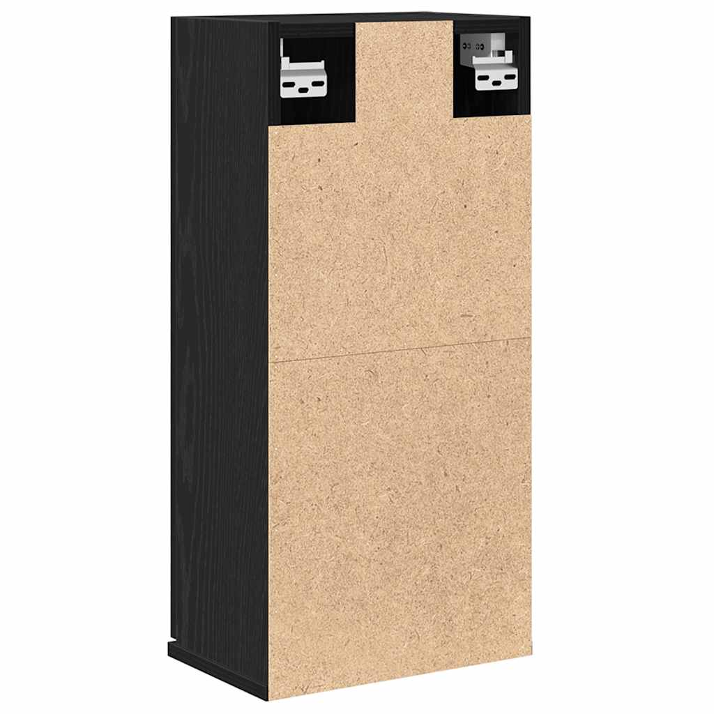 Veggmontert skap svart eik 32x20x67 cm konstruert tre