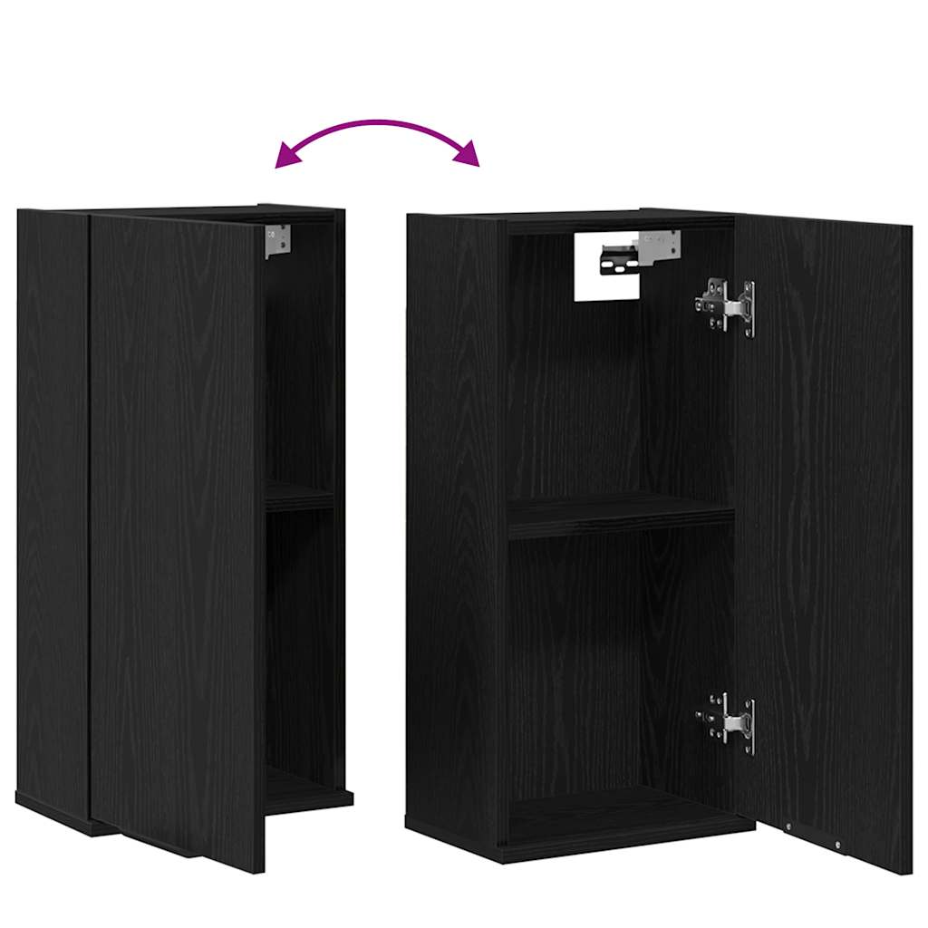 Veggmontert skap svart eik 32x20x67 cm konstruert tre