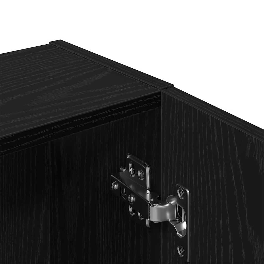 Veggmontert skap svart eik 32x20x67 cm konstruert tre