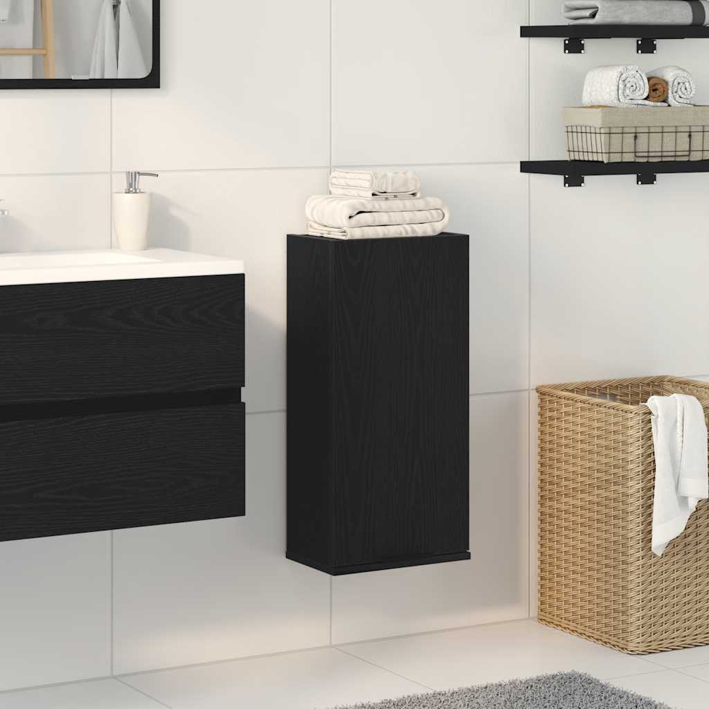 Veggmontert skap svart eik 32x20x67 cm konstruert tre
