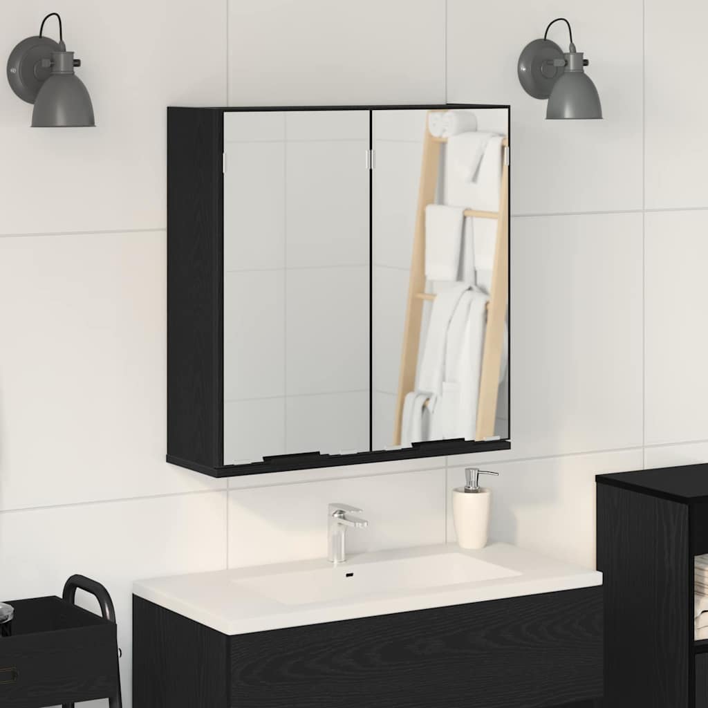 Speilskap med hylle Svart Eik 64 x 20 x 67 cm Konstruert tre