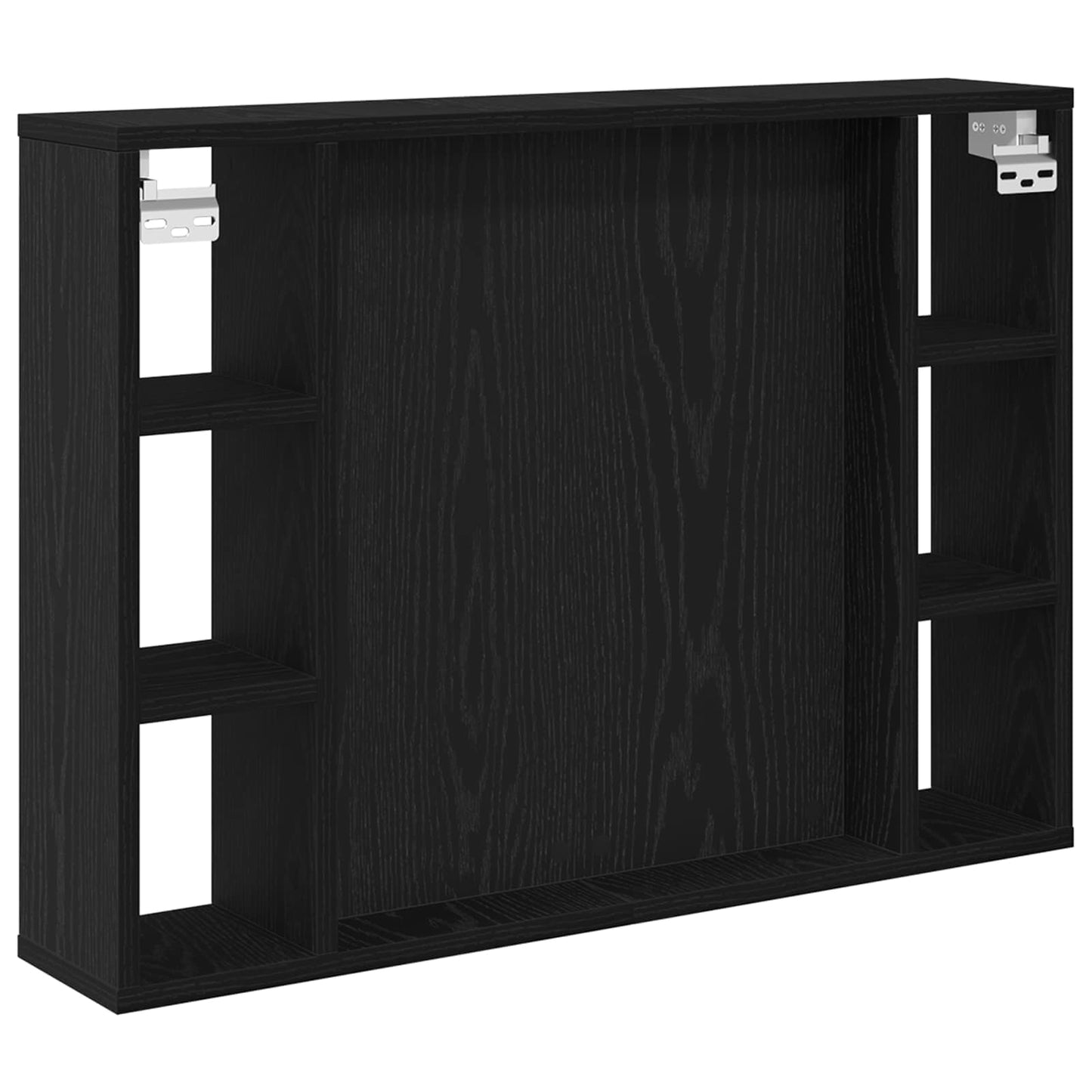 Speilskap med speillys Svart Eik 76 x 15 x 55 cm Konstruert tre