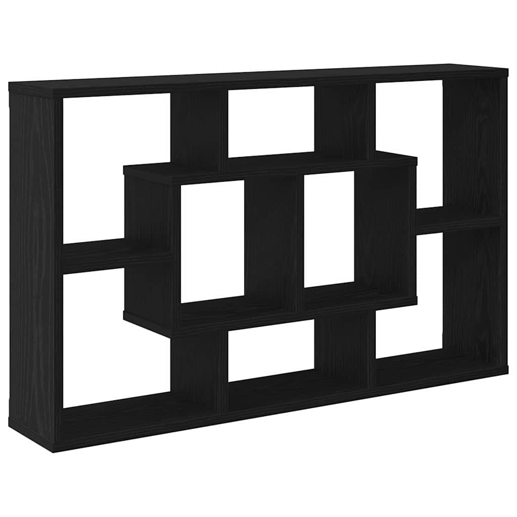 Vegghylle med hylle Svart Eik 85 x 16 x 52,5 cm Konstruert tre