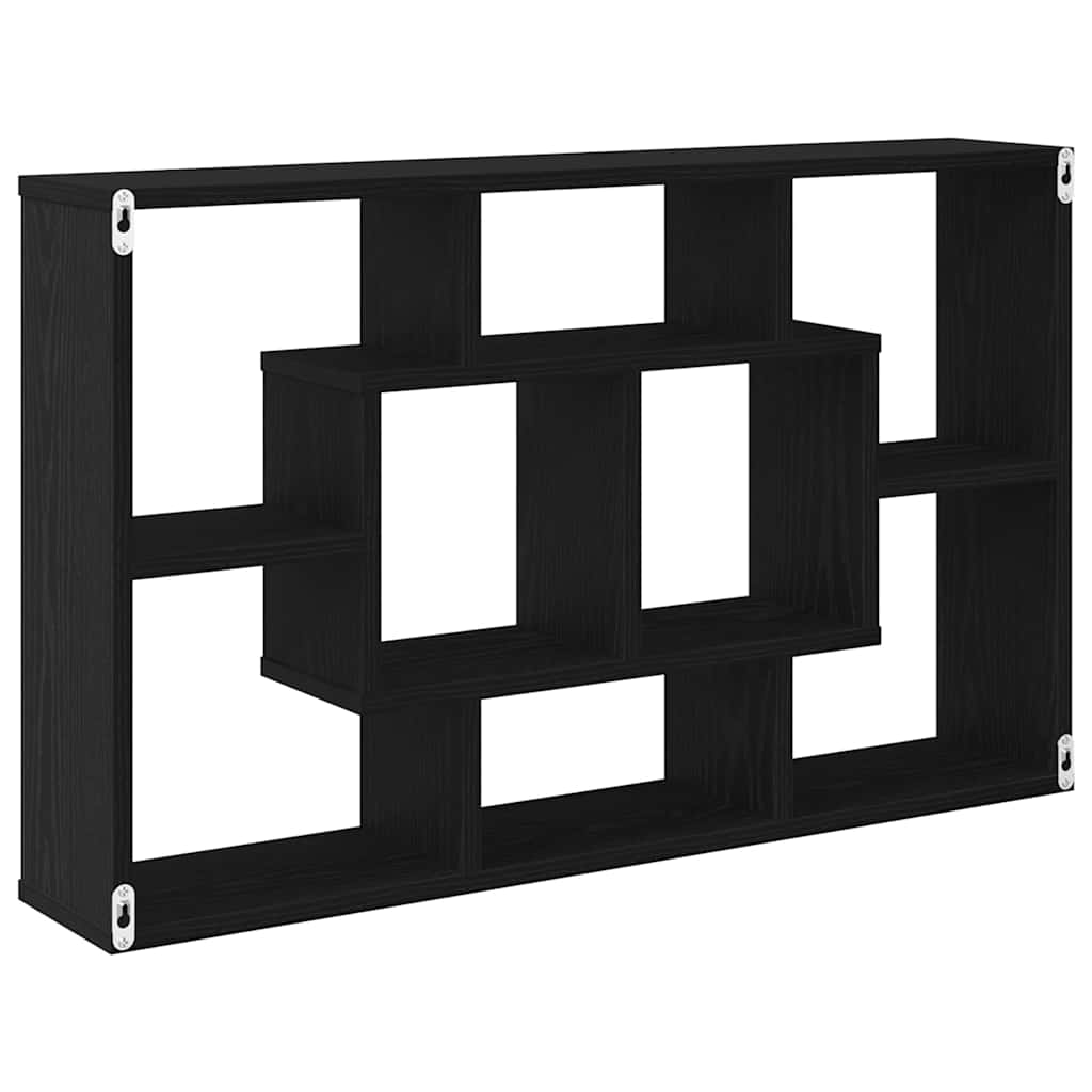Vegghylle med hylle Svart Eik 85 x 16 x 52,5 cm Konstruert tre