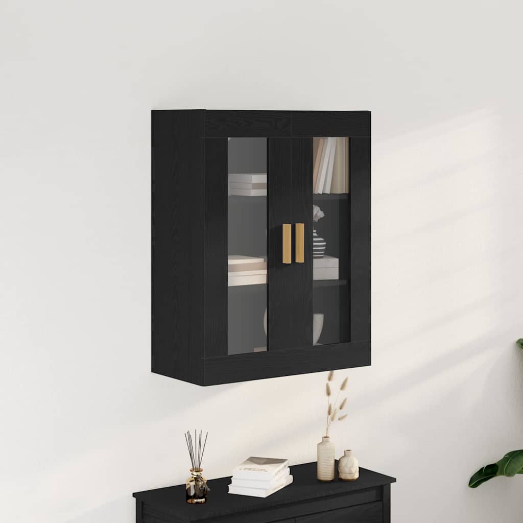Veggskap Veggmontert Svart Eik 69,5 x 34 x 90 cm Konstruert tre