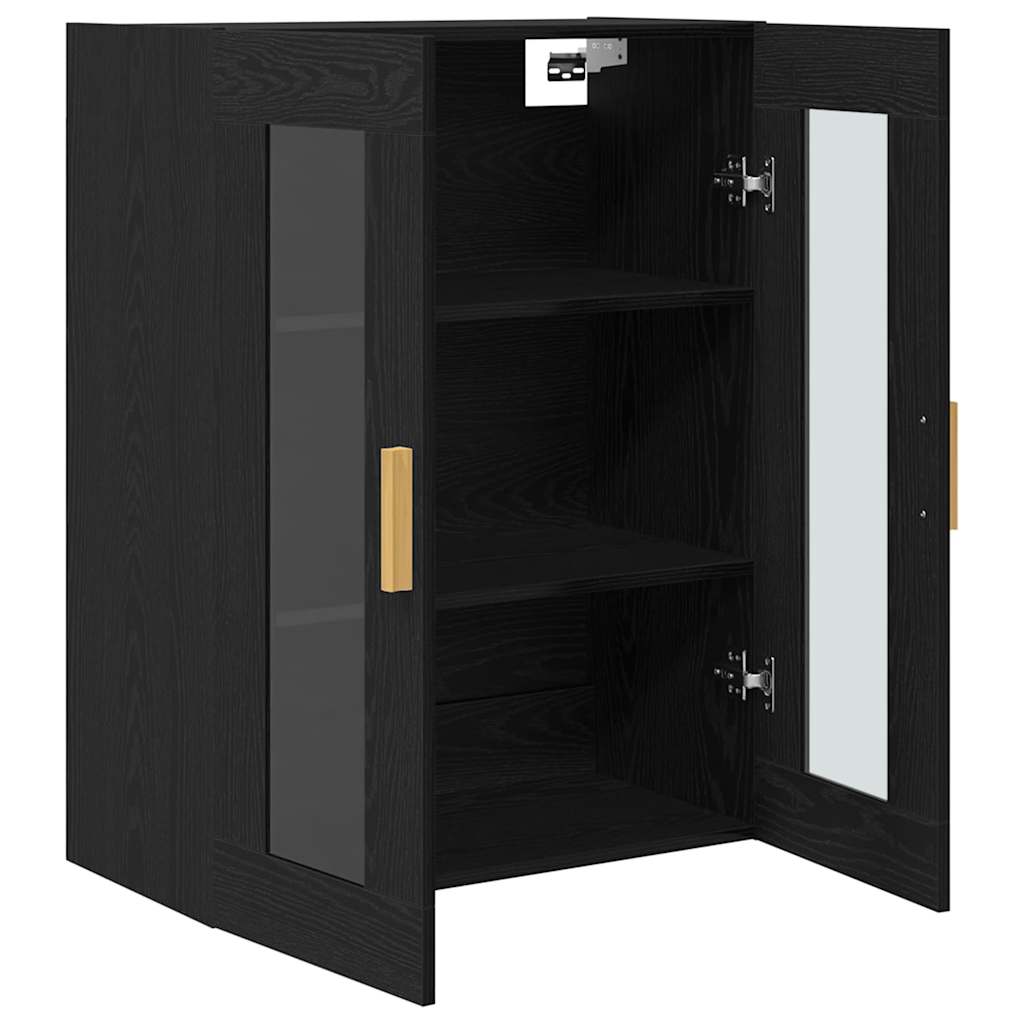 Veggskap Veggmontert Svart Eik 69,5 x 34 x 90 cm Konstruert tre