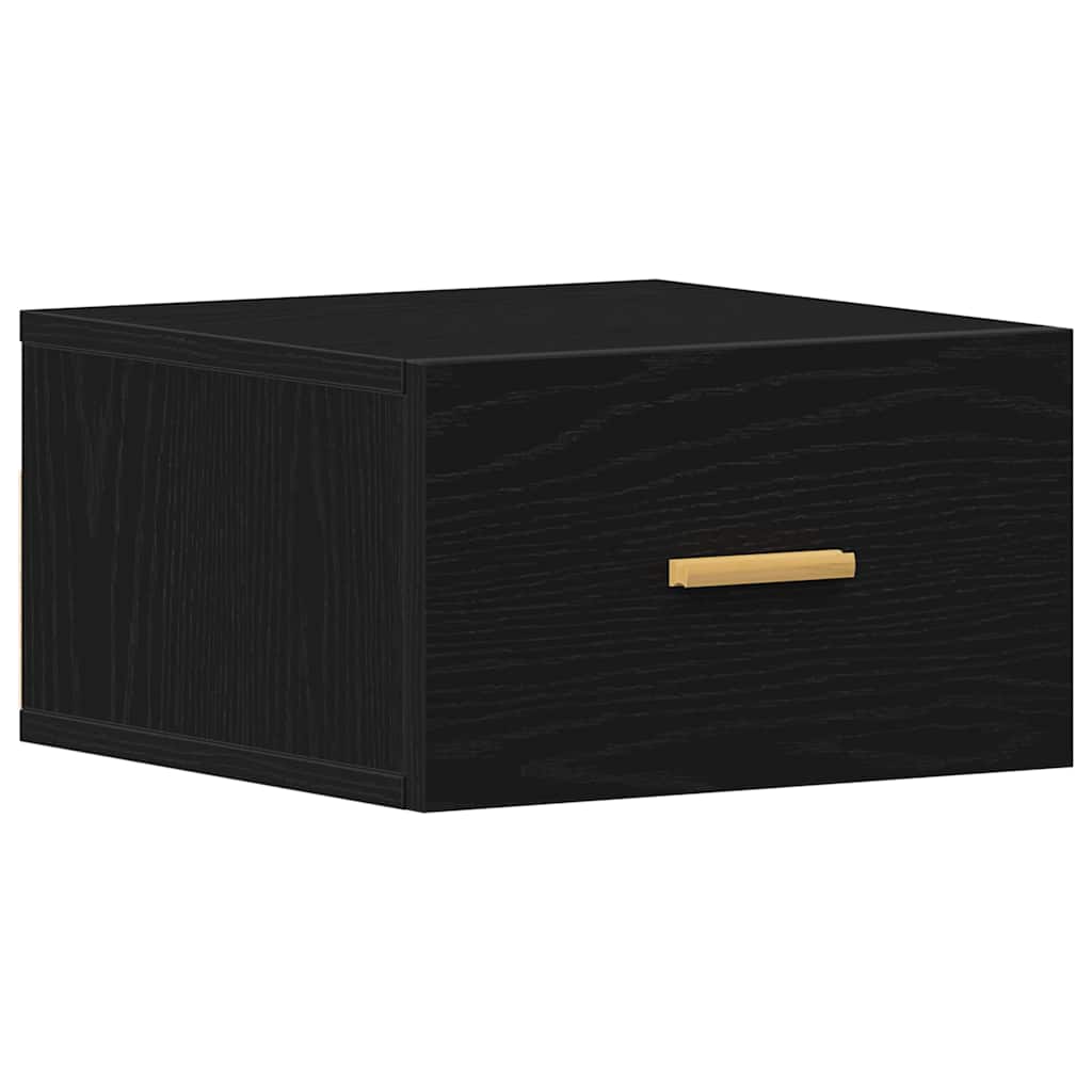 Vegghengt nattbord Svart Eik 35 x 35 x 20 cm Konstruert tre
