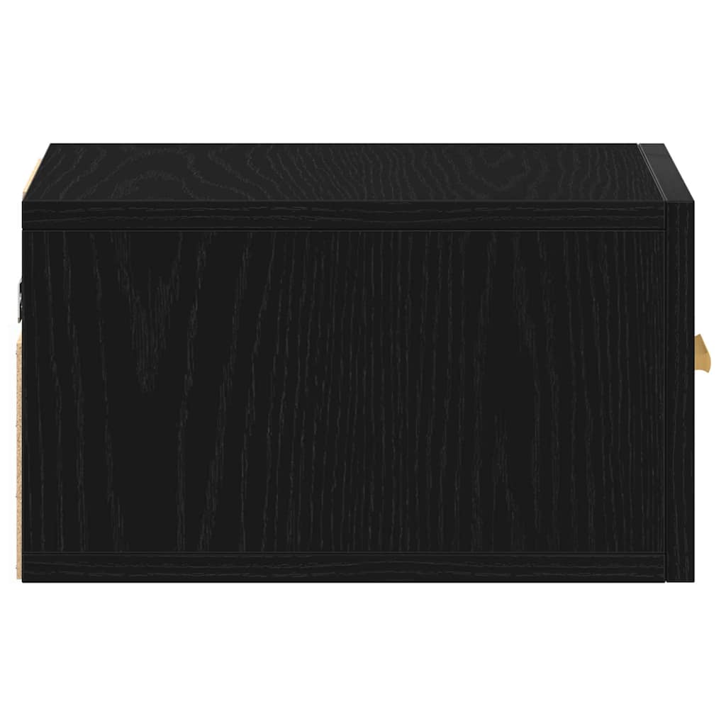Vegghengt nattbord Svart Eik 35 x 35 x 20 cm Konstruert tre