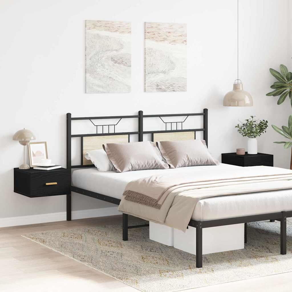 Vegghengt nattbord med skuff 2 pcs Svart eik 35 x 35 x 20 cm