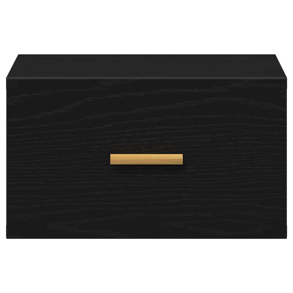 Vegghengt nattbord med skuff 2 pcs Svart eik 35 x 35 x 20 cm