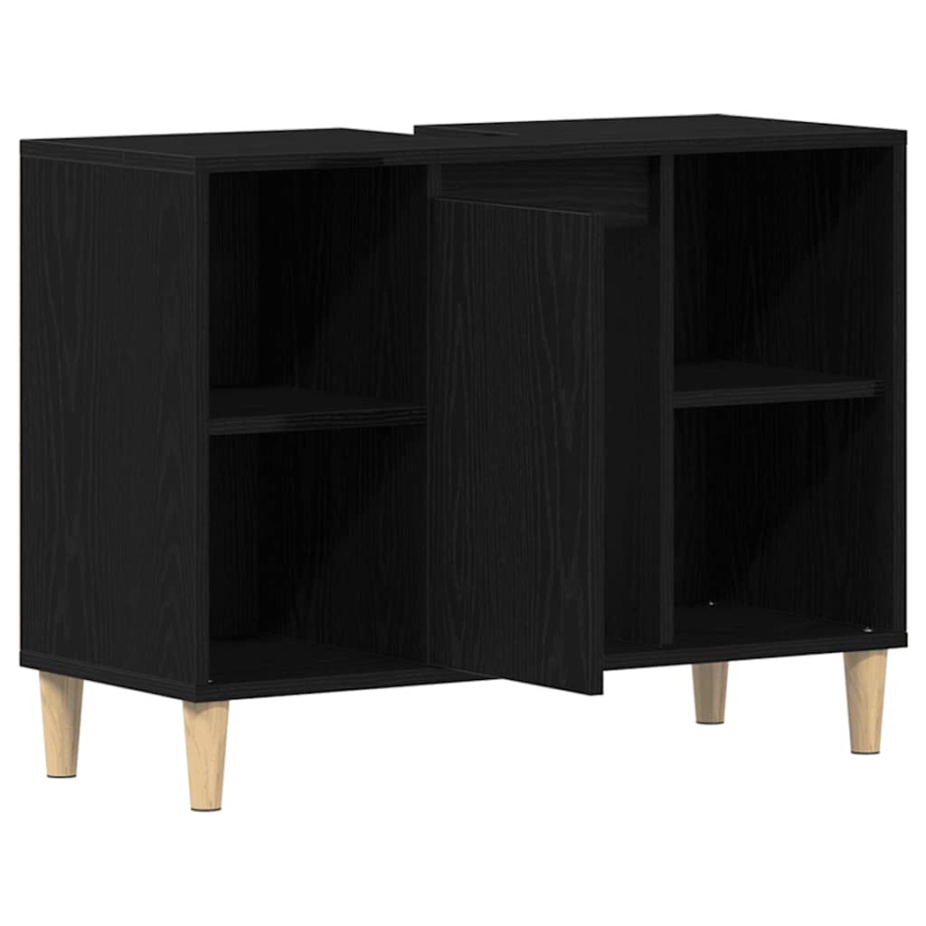 Vaskskap svart eik 80x33x60 cm konstruert tre