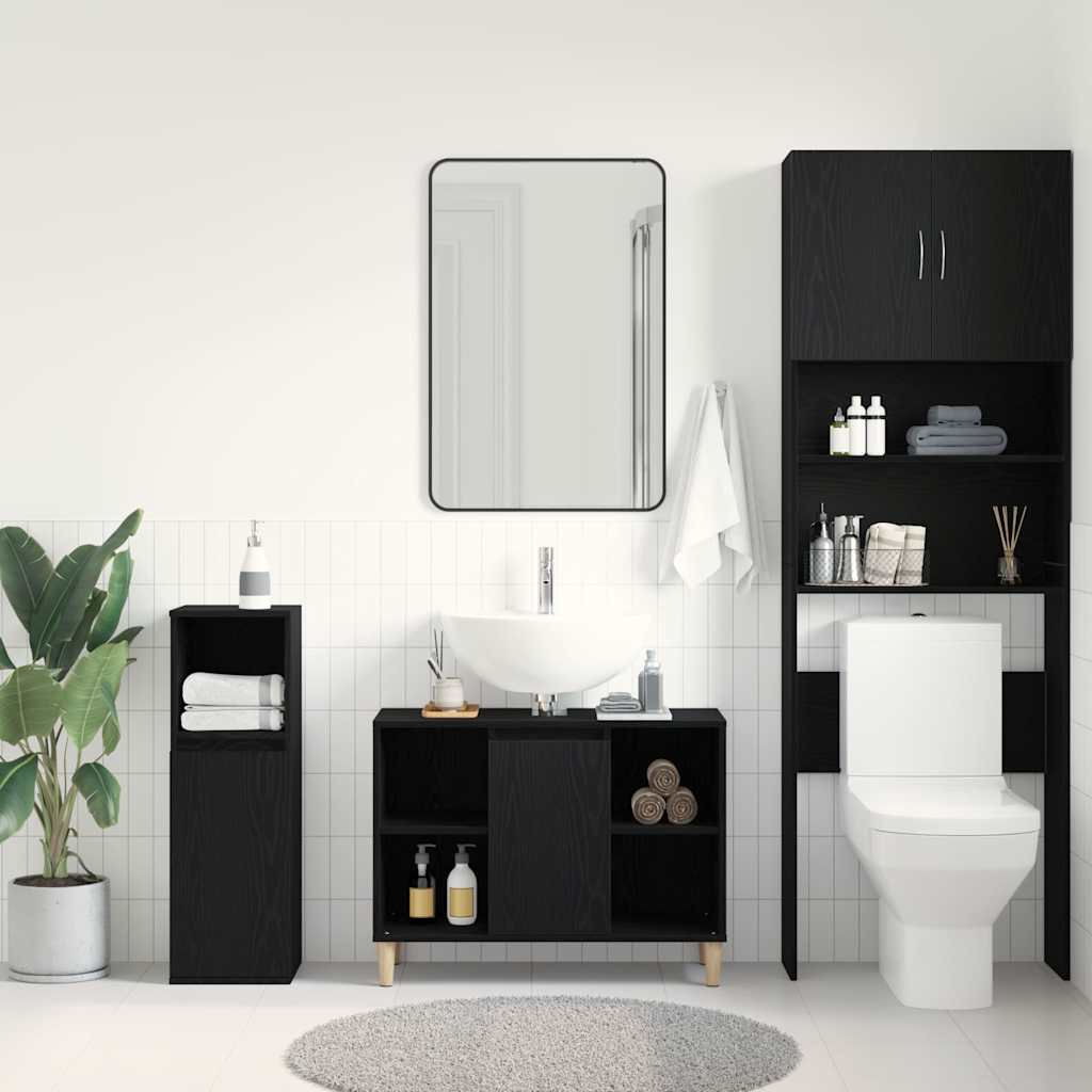 Vaskskap svart eik 80x33x60 cm konstruert tre