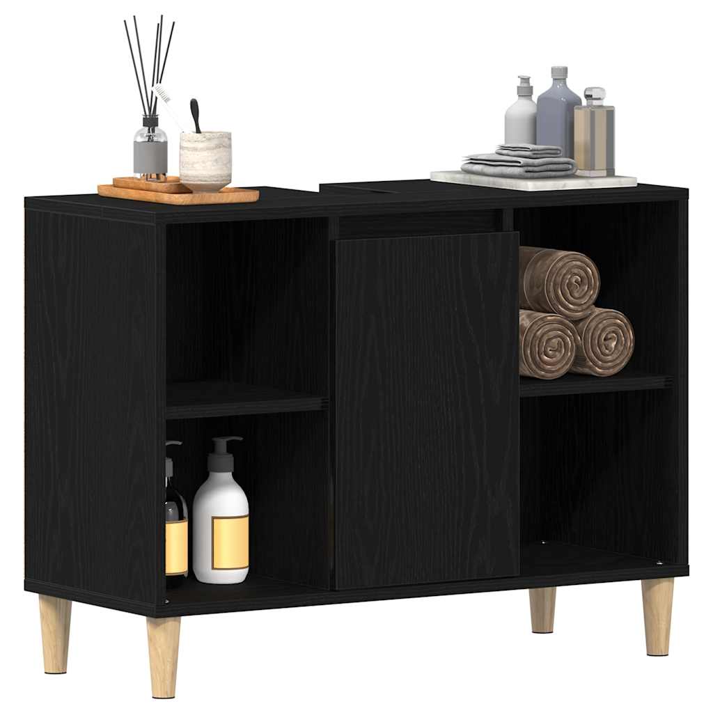 Vaskskap svart eik 80x33x60 cm konstruert tre