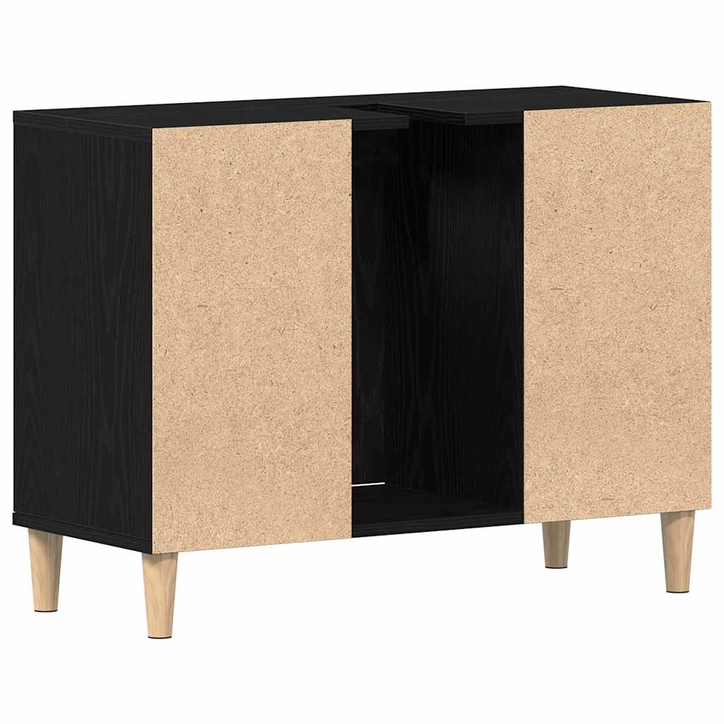 Vaskskap svart eik 80x33x60 cm konstruert tre