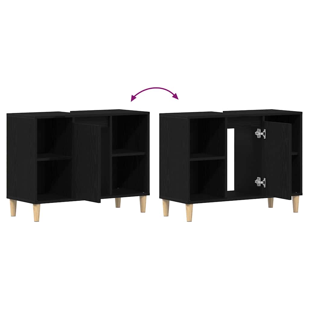Vaskskap svart eik 80x33x60 cm konstruert tre
